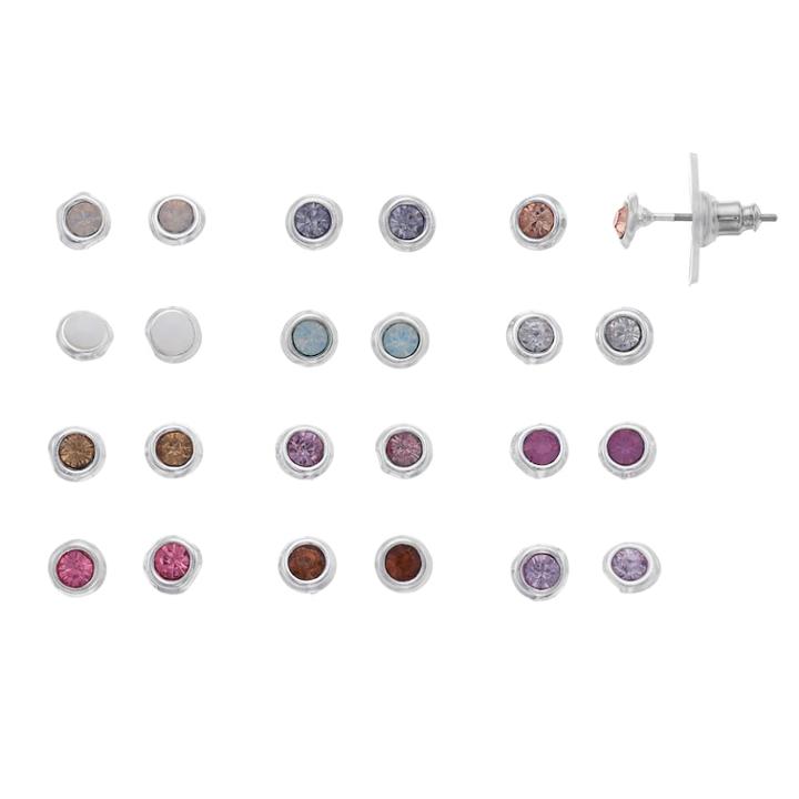 Lc Lauren Conrad Pastel Bezel Nickel Free Stud Earring Set, Women's, Silver