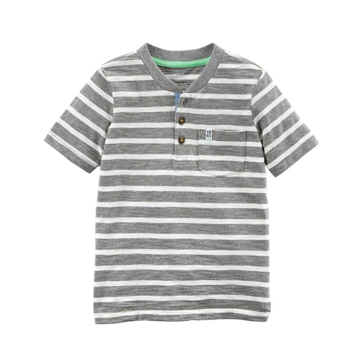 Boys 4-8 Carter's Striped Pocket Henley, Size: 6, Gray Stripe