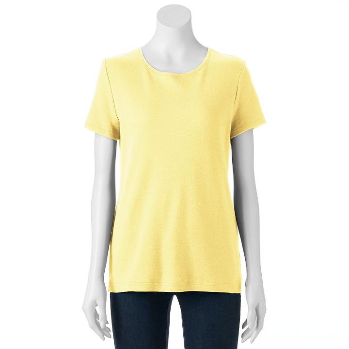 Women's Croft & Barrow&reg; Essential Crewneck Tee, Size: Xl, Med Yellow