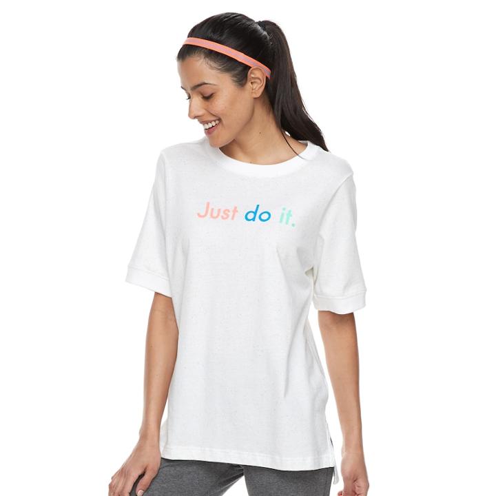 Women's Nike Sportswear Just Do It Graphic Short Sleeve Top, Size: Large, White