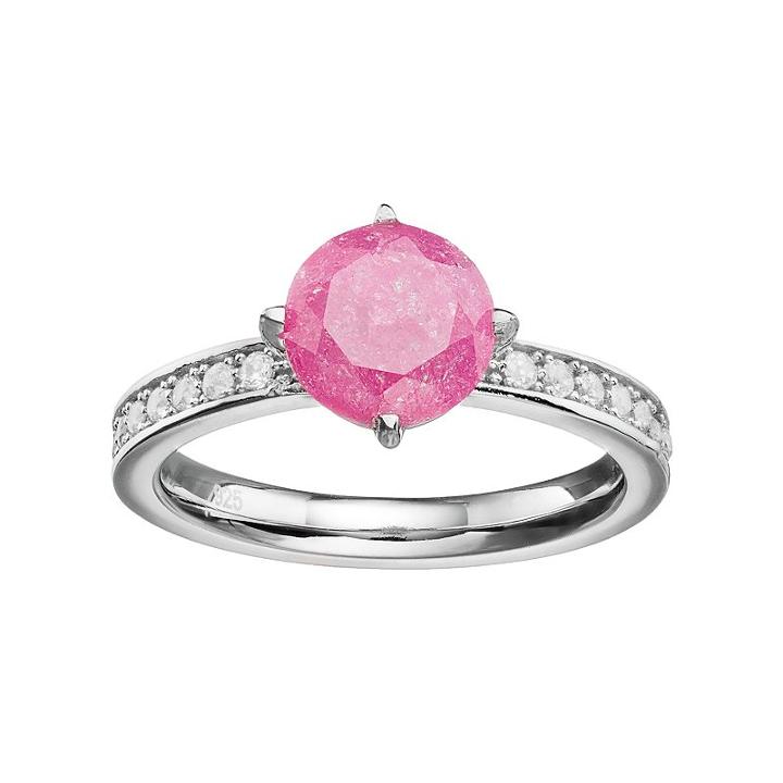 Sterling Silver Cubic Zirconia Ring, Women's, Size: 8, Pink
