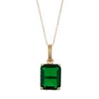 10k Gold Simulated Emerald Rectangle Pendant Necklace, Women's, Size: 18, Green
