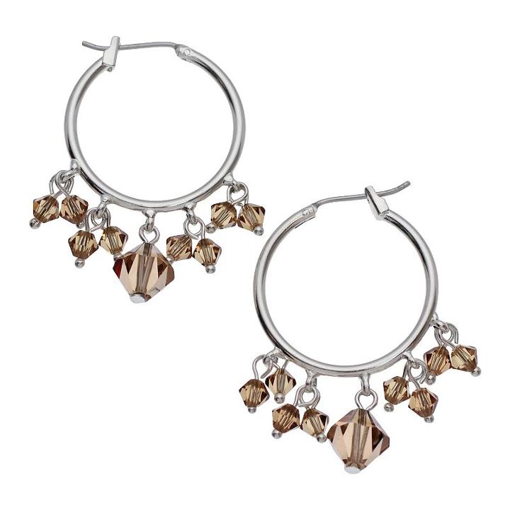Crystal Avenue Silver-plated Crystal Hoop Earrings - Made With Swarovski Crystals, Women's, Brown