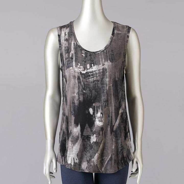 Women's Simply Vera Vera Wang Print Tank, Size: Xs, Grey