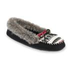Dearfoams Women's Chalet Knit Memory Foam Moccasin Slippers, Size: Large, Black