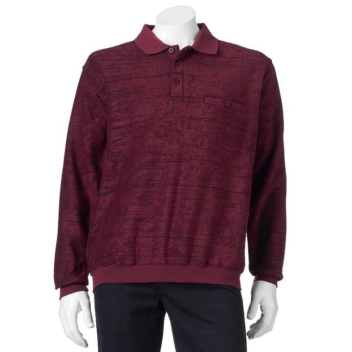 Big & Tall Safe Harbor Classic-fit Striped Banded-bottom Polo, Men's, Size: 2xb, Dark Red
