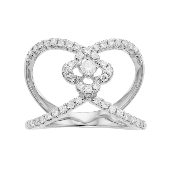Forever Brilliant 14k White Gold 1/2 Carat T.w. Lab-created Moissanite Split Shank Clover Ring, Women's, Size: 9