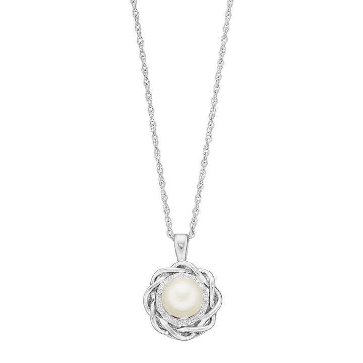 Simply Vera Vera Wang Freshwater Cultured Pearl & Diamond Accent Rows Pendant, Women's, White