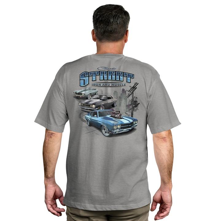 Men's Newport Blue Muscle Car Graphic Tee, Size: Xl, Grey