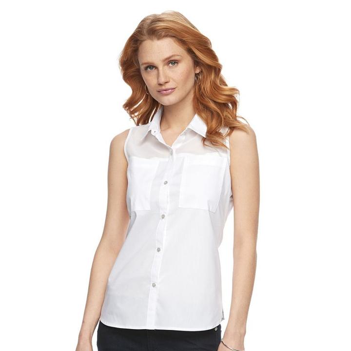 Women's Harve Benard Solid Button-down Shirt, Size: Medium, White Oth