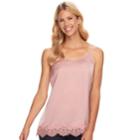 Women's Sonoma Goods For Life&trade; Satin Lace Cami, Size: Large, Med Pink
