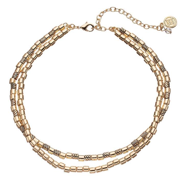 Dana Buchman Tube Bead Double Strand Choker Necklace, Women's, Gold