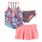 Girls 7-16 Zeroxposure 3-pc. Printed Tankini Set, Size: 10, Pink