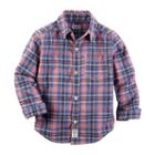 Boys 4-7 Carter's Woven Plaid Patterned Button-down Shirt, Size: 5, Pink
