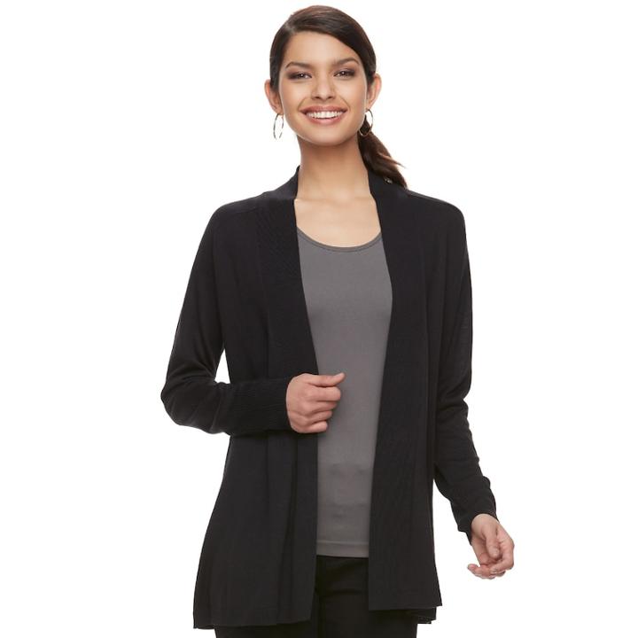 Women's Apt. 9&reg; Essential Ribbed Cardigan, Size: Small, Black