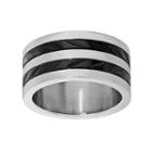 Lynx Stainless Steel Two Tone Striped Band - Men, Size: 11, Black