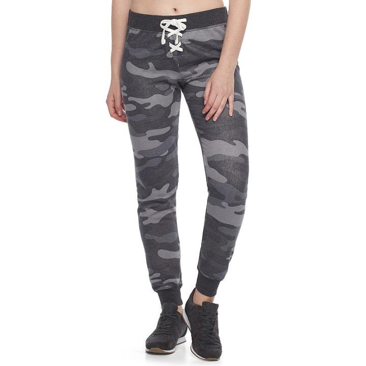 Juniors' So&reg; Lace-up Jogger Pants, Teens, Size: Medium, Light Grey