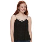 Juniors' Love, Fire Criss-cross Lace Camisole, Teens, Size: Medium, Black