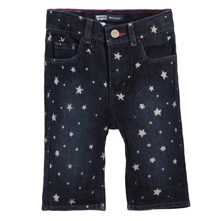 Toddler Girl Levi's Charlene Glitter Pattern Denim Bermuda Shorts, Size: 2t, Med Blue