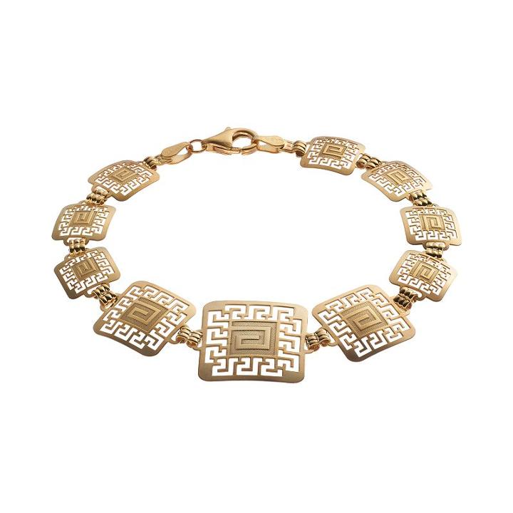 14k Gold And Sterling Silver Greek Key Bracelet, Women's, Yellow