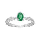 Sterling Silver Emerald & Diamond Accent Ring, Women's, Size: 8, Green