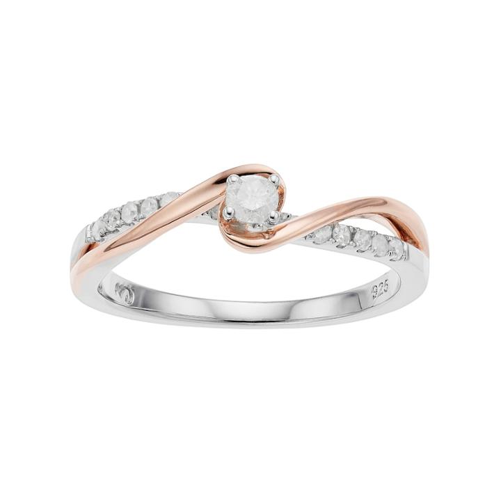 I Promise You Two Tone Sterling Silver 1/4 Carat T.w. Diamond Swirl Ring, Women's, Size: 9, White