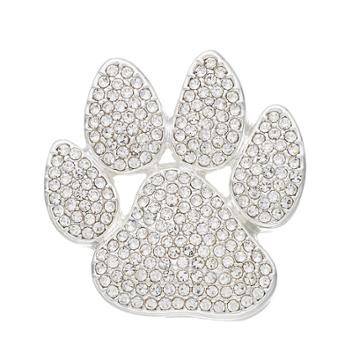 Pet Friends Simulated Crystal Paw Print Pin, Women's, Silver