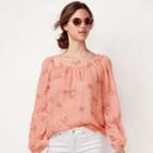 Women's Lc Lauren Conrad Love, Lauren Shirred Peasant Top, Size: Small, Pink