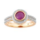 10k Gold Ruby & 1/5 Carat T.w. Diamond Halo Ring, Women's, Size: 8, Red