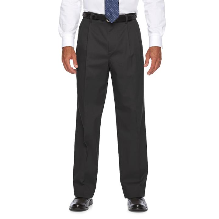 Big & Tall Croft & Barrow® Classic-fit Easy-care Stretch Pleated Pants, Men's, Size: 50x29, Black