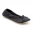 Isotoner Women's Satin Ballerina Slippers, Size: Xl, Black