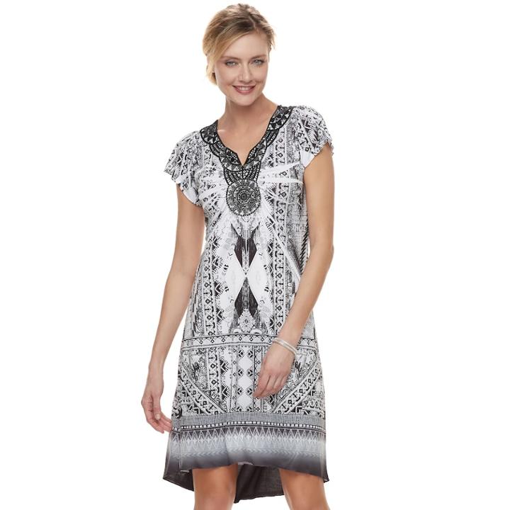 Women's Apt. 9&reg; Medallion High-low Shift Dress, Size: Medium, Black