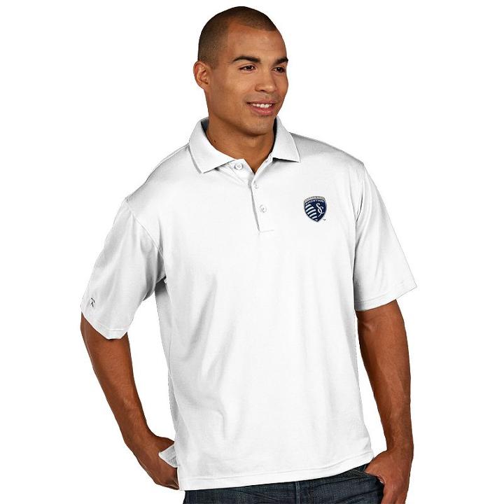 Men's Antigua Sporting Kansas City Xtra-lite Desert-dry Pique Performance Polo, Size: 4xl, White