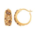 14k Gold Over Silver Cognac & Smoky Quartz Cluster Hoop Earrings, Women's, Yellow