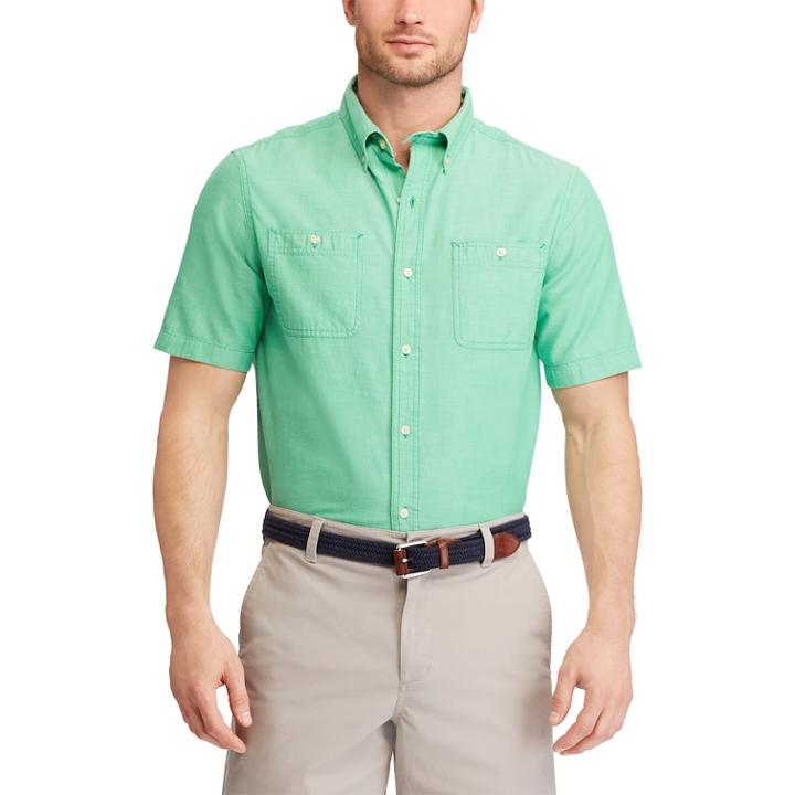 Big & Tall Chaps Classic-fit Chambray Button-down Shirt, Men's, Size: Xxl Tall, Green