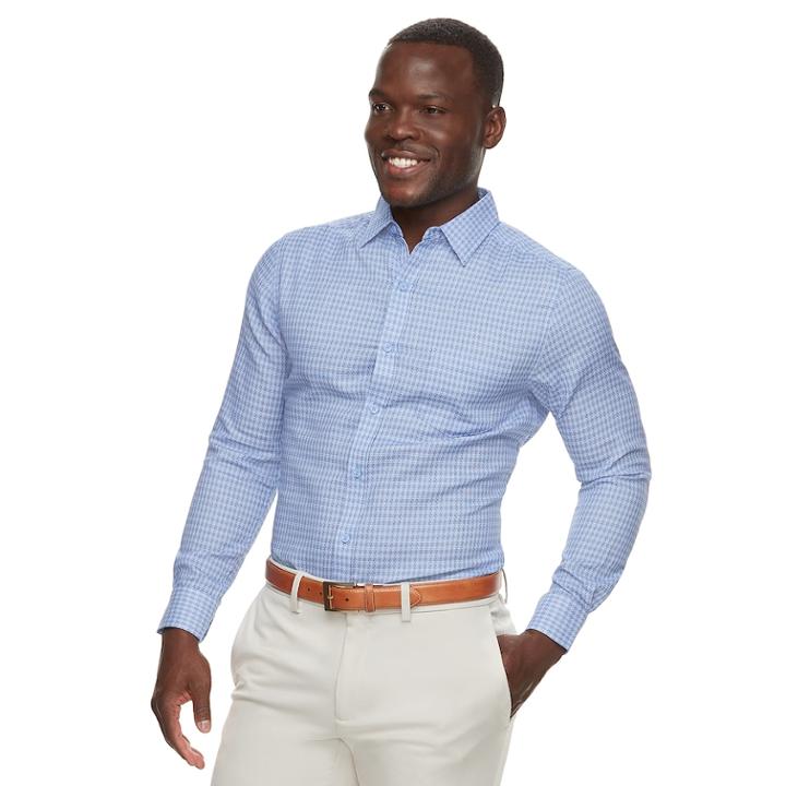 Men's Haggar Classic-fit Tuckless Button-down Shirt, Size: Xl, Pink Ovrfl