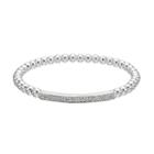 Chaps Beaded Pave Curved Bar Stretch Bracelet, Women's, Silver