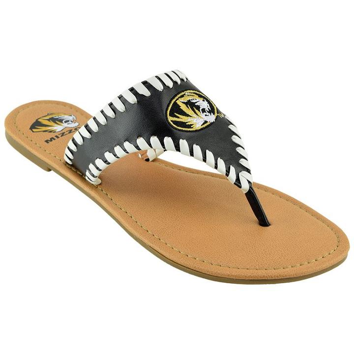 Women's Missouri Tigers Stitched Flip-flops, Size: 11, Black