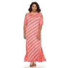 Plus Size Design 365 Tie-dye Cold Shoulder Maxi Dress, Women's, Size: 1xl, Pink Other