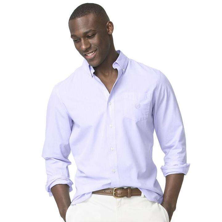 Chaps, Men's Classic-fit Poplin Button-down Shirt, Size: Medium, Purple