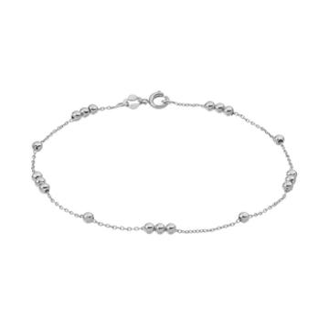 Barefootsies Silver Plated Beaded Anklet, Women's, Size: 9, Grey