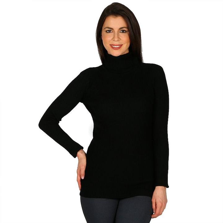 Women's Harve Benard Ribbed Turtleneck, Size: Small, Black