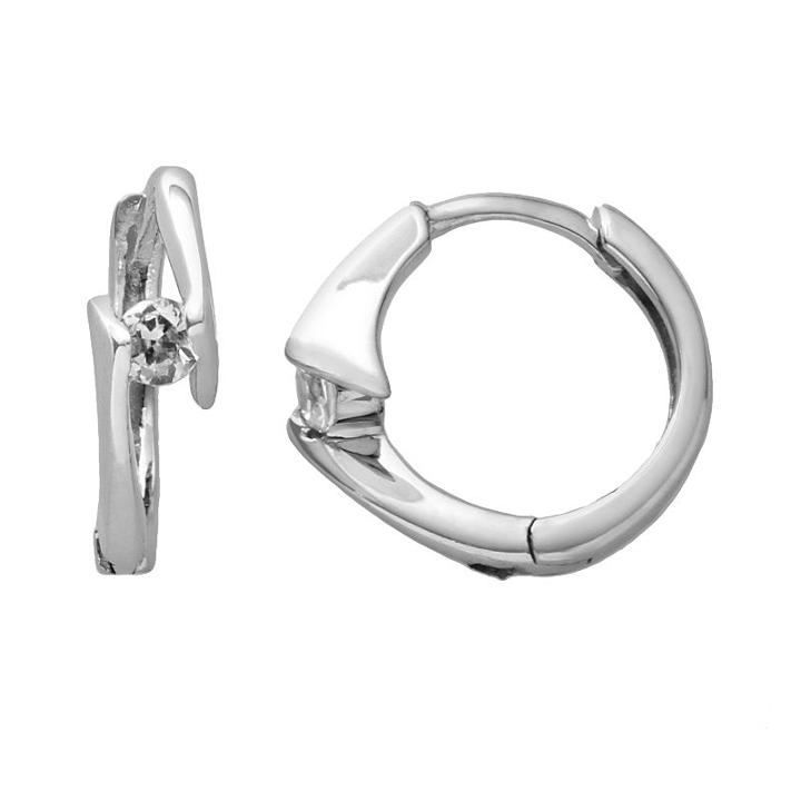 Sterling Silver Cubic Zirconia Bypass Hoop Earrings, Women's, White