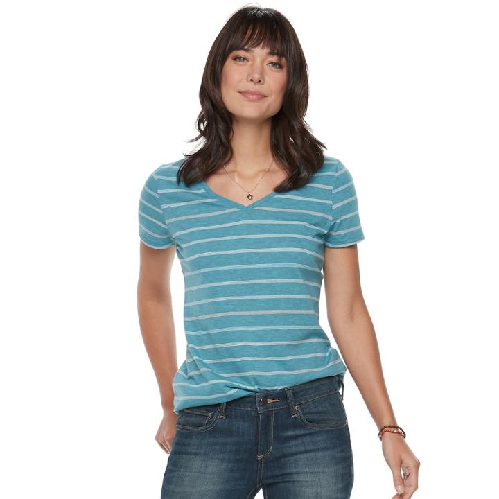 Women's Sonoma Goods For Life™ Essential V-neck Tee, Size: Xxl, Blue (navy)