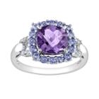 Sterling Silver Amethyst, Tanzanite And Diamond Accent Frame Ring, Women's, Size: 8, Purple