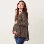 Maternity Lc Lauren Conrad High-low Pintuck Peasant Top, Women's, Size: Xs-mat, Black
