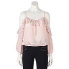 Juniors' Liberty Love Cold-shoulder Ruffle Top, Girl's, Size: Medium, Light Pink