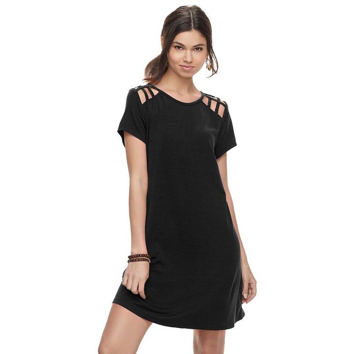 Juniors' Speechless Lattice Shoulder Shift Dress, Teens, Size: Xs, Oxford