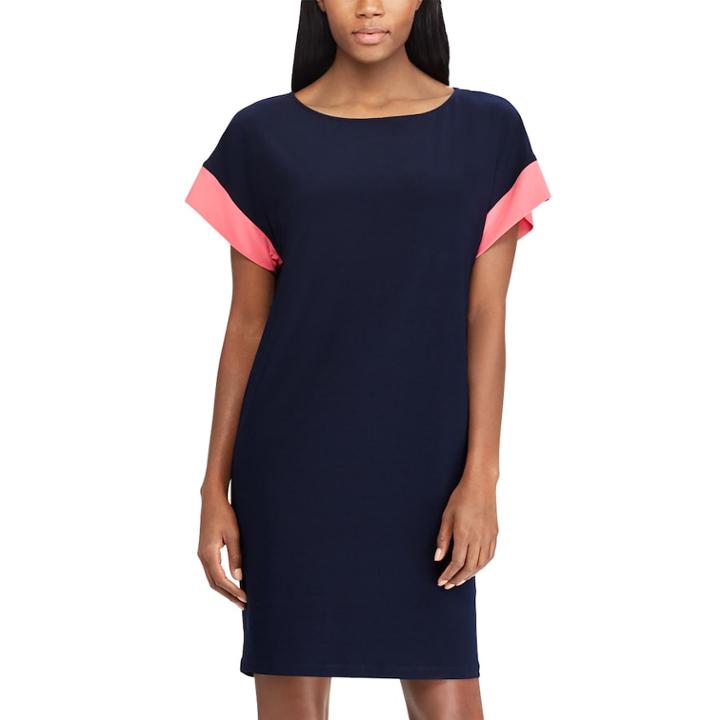 Women's Chaps Colorblock Shift Dress, Size: Small, Blue (navy)