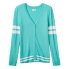 Girls Plus Size So&reg; Perfectly Soft Button-down Varsity Cardigan, Girl's, Size: 20 1/2, Turquoise/blue (turq/aqua)